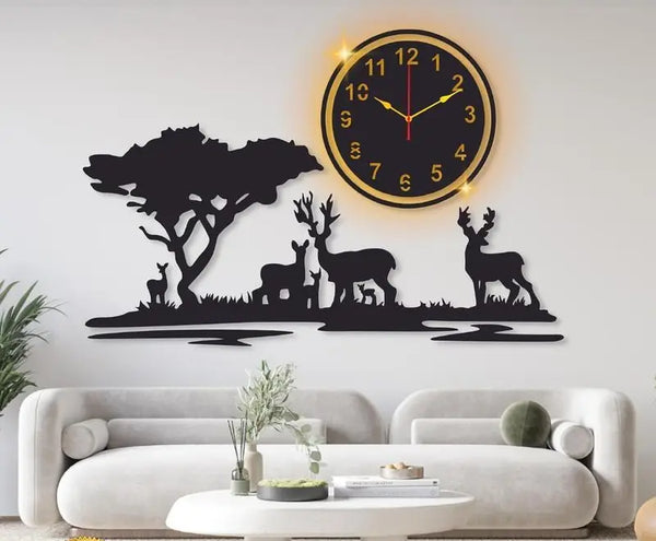 Deer wall clock / Deer Wall Clock Living Room Decor