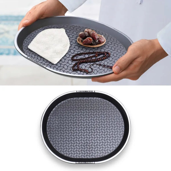 New Oval Stylish Tray In Black Color For Kitchen &amp; Dining Decorative Tray  Umrah saughat tray, hajj saughat tray