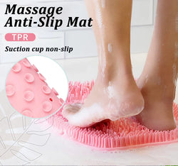 Body Wash Brush Shower Foot &amp; Back Scrubber Mat, Wall Stick Suction Silicone Bathroom Scrubber (Random color)