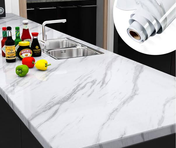 white Marble Sheet Marble Sheet for Kitchen - Anti Oil and Heat Resistant Wallpaper White Marble Sheet Size 45×200