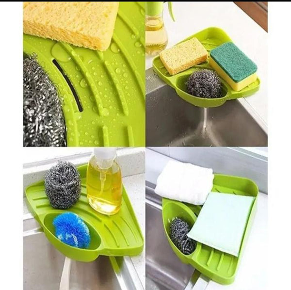 Multi-purpose Triangular Sink Drain Rack Soap Rag Dishcloth Holder Kitchen Bathroom Sink Corner Storage Basket Sponge Holder(random color)