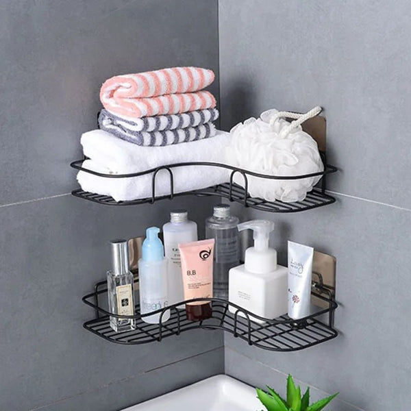 1 pcs Metal Corner Rack For Bathroom &amp; Kitchen | Bathroom Metal Shelf Organizer | Storage Rack Corner Frame Shampoo Storage Holder | Wall Mount Bathroom Accessories