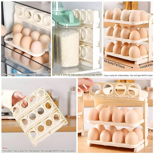 Egg Holde Rolling Storage Container Space-saving Rack for Kitchen Refrigerator Space Saving Egg Holder(random color )