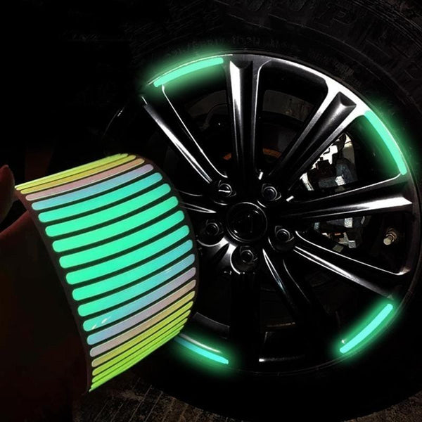 40 pcs Car Hub Reflective Sticker Car accessories Decorative Strips General for use of bicycle automobile and motorcycle tyre (Random color)