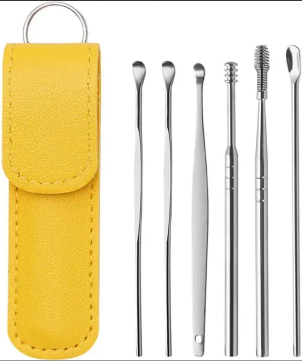 DherigTech Ear Wax Cleaning Kit, 6 Pcs Ear Pick Tools, Wax Removal Kit, Ear Cleaning Tool Set, Spring Earwax Cleaner Tool Ear Wax Remover(random color )